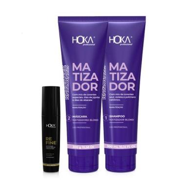 Imagem de Kit matizador shampoo e máscara desamarelador  extra brilho hoka - HOK