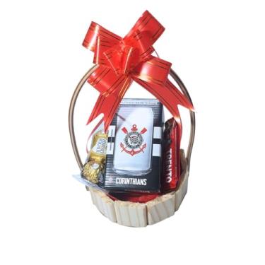 Imagem de Cesta Times Futebol Com Copo Formato De Lata E Bombons (Corinthians)