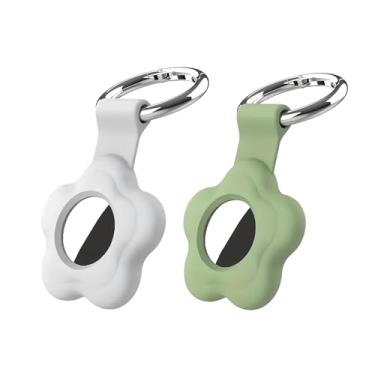 Imagem de 25°Ya Chaveiro AirTag para suporte de AirTag, suporte de capa AirTag, pacote com 2 capas AirTag com chaveiro, suporte AirTag de silicone para bagagem, chaves, animais de estimação, bolsa infantil