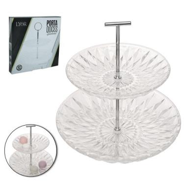 Imagem de Prato De Vidro Duplo Para Bolo/Doces Diamond 20/25cm De Ø - LYOR