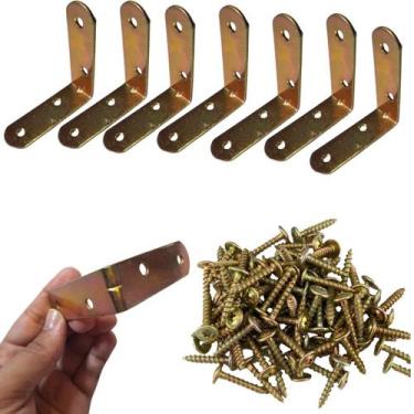 Imagem de Kit 50 Peças Cantoneira L Reforço Moveis 60x60 Parafusos 200 - STORE S