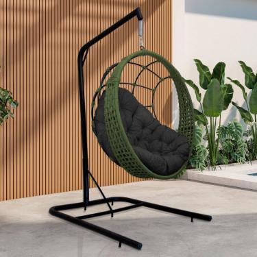 Imagem de Cadeira Balanço Ninho Suspenso em Corda Náutica Luxo com Suporte