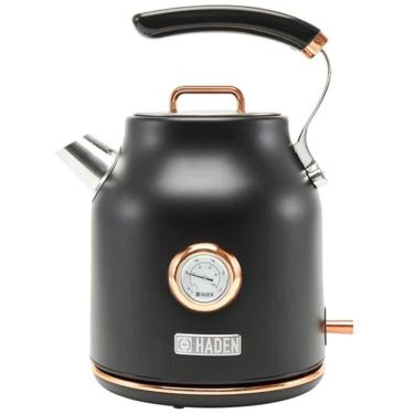 Imagem de Chaleira Elétrica 1.7L em Aço Inoxidável com Desligamento Automático e Termômetro Embutido, 1500W, 110v, HADEN, Preto