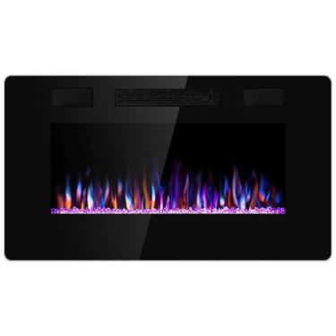 Imagem de Lareira Elétrica de Embutir A45x76L com Controle Remoto e Digital, Luz LED, Chamas Multicolorida e Temporizador, 1500W, 110v, ANTARCTIC