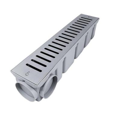 Imagem de Ralo Quintal 10x50 Inox 304 Sistema Abre Fecha Coletor Modular Cinza M