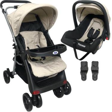 Imagem de Carrinho de Bebe com Bebe Conforto Passear Baby Atena Cappuccino