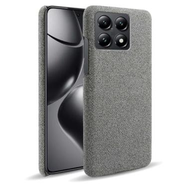 Imagem de Capa para Xiaomi 14T Pro,Capa desenhada em lona,Case Protetora Ultrafina com Empunhadura Macia,Design em Tecido Antichoque e Antiarranhões-Gray