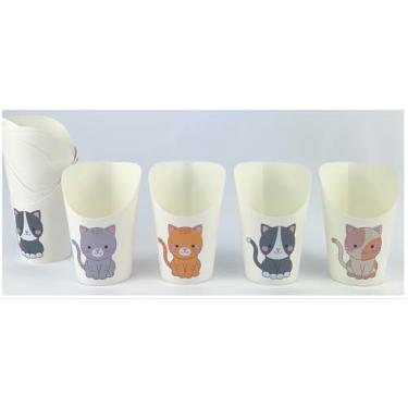 Imagem de Copos de papel de gato fofo para lanches e lembrancinhas de festa, capacidade de 350 ml, conjunto de 12