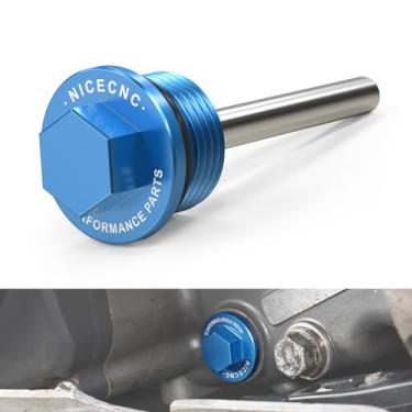 Imagem de NICECNC Bujão de drenagem de óleo magnético filtrar azul esquerdo compatível com 250 350 450 500 SXF XCF SMR XCF-W EXC-F 2015-2023, compatível com Husqvarna FC FE FS FX 250 350 450 501 2014-2023