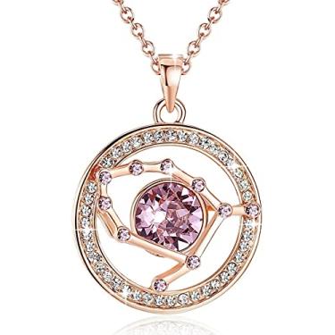 Imagem de Leafael Colar com pingente de constelação do zodíaco superstar feito com joias de horóscopo de cristal premium, banhado a ouro ou ouro rosa, 45,7 cm + 2, Metal, Na