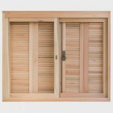 Imagem de Janela de Madeira Veneziana 120x120cm Com Caixilho 14cm ewk 100 Rondosul