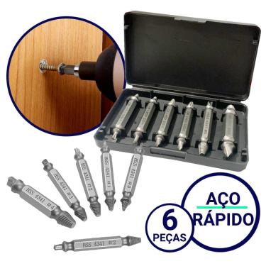 Imagem de Kit Jogo 6 Extrator De Saca Parafuso Espanado Quebrado Danificado 2 a 12mm