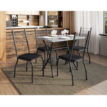 Imagem de Mesa de Jantar Ambiente Bruna 100x60 cm com Granito Ocre Itabira com 4 Cadeiras 063 Preto – Artefamol