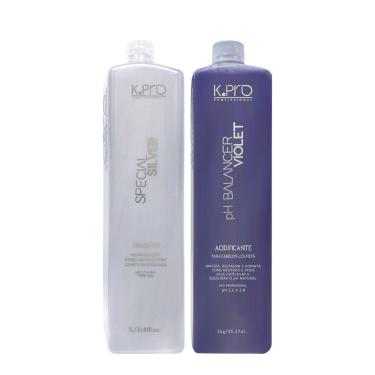 Imagem de Kit k.pro Special Silver Ph 5.5 a 6.5 - Shampoo 1L e Ph Balancer Violet - Máscara Acidificante 1kg (2 produtos)