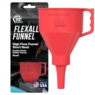 Imagem de TEC Products Flexall Short Neck Funnel - Funil Flexível Com Mangueira Para Uso Automotivo - Borracha Nitrílica Durável - Ideal Para Troca De Óleo De Carro, Fluido De Transmissão, Diesel, Gás E Muit
