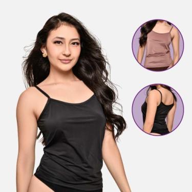 Imagem de Kit 2 Blusa Regata Segunda Pele Impllus Alça Fina Conforto, M, Pto, Ca