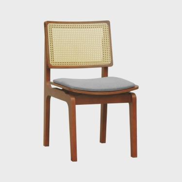 Imagem de Cadeira Gus Madeira Maciça Encosto Telinha Assento Anatômico Estofado Linho Impermeável