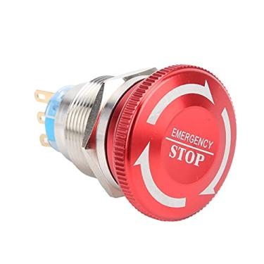 Imagem de 22mm Impermeável Emergência Parar Botão Interruptor SelfLock Cogumelo Cabeça Botão Interruptor para Uso Industrial (Três pés)