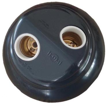 Imagem de Plafon Duplo Redondo Sobrepor Decorativo Para 2 Lâmpadas Led Soquete P