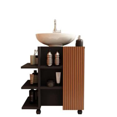 Imagem de Gabinete Para Banheiro Com Nichos Pés Em Rodízios Classic - JM3 Móveis