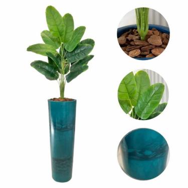 Imagem de Planta Artificial Bananeira Vaso Alto Marmorizado Decoração - FlorImp