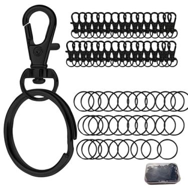 Imagem de Kairsory Chaveiro Kairsory, 68 Ganchos Giratórios Com Argolas Para Chaveiros, Fecho De Metal Tipo Lagosta, 34 Chaveiros E Artesanato Diy, Fabricação Joias (Preto)