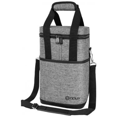Imagem de Bolsa Térmica Para Transporte de Vinhos OPUX até 4 Garrafas, Cinza Mesclado