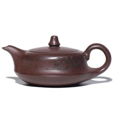 Imagem de Bule de chá de argila roxa leve de luxo para decoração de sala de estar, conjunto de chá de escritório, bule de chá com orifício de filtro, infusor de chá