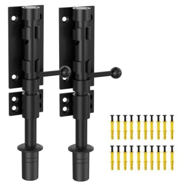 Imagem de Mixizigoz Trava de porta de parafuso deslizante resistente, trava de aço inoxidável 304 para armário, jardim, cerca, porta de celeiro - Fechadura de porta deslizante reforçada com orifício de cadeado