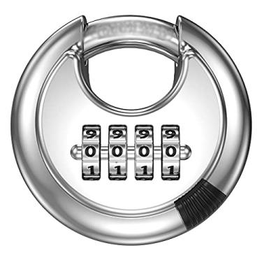 Imagem de Bloqueio de código, fechaduras de bagagem, cadeado de segurança, cadeado de combinação de 4 dígitos resistente à prova de intempéries segurança ao ar livre bloqueio de senha de viagem (cor: prata