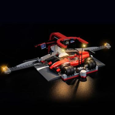 Imagem de BrickBling Apenas iluminação LED, compatível com Lego F1 Pit Stop e Pit Crew com Ferrari Car 60443 - não vem com modelo