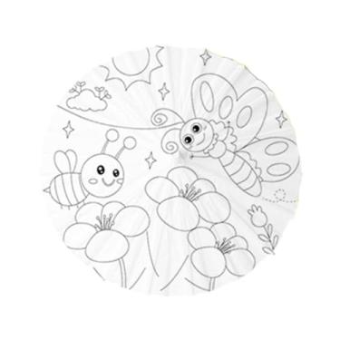 Imagem de Vaveren Guarda -chuva de papel para colorir artesanato infantil favores de criação de suprimentos decoração 236 para pintura diy pintada à mão Parasol, Flor de Borboleta