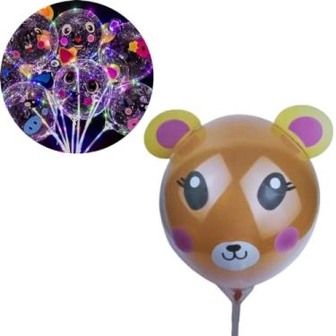 Imagem de Balão Bubble LED Colorido Temático, Balão Transparente Bubble LED Com Haste, Brinquedo Balão Inflável, Balão De Led Transparente (Urso Menina)