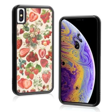 Imagem de Onemiliayears Capa de telefone fofa fruta morango: Kawaii primavera colorida retrô estética compatível com iPhone Xs Max capa para mulheres e meninas (iPhone Xs Max)