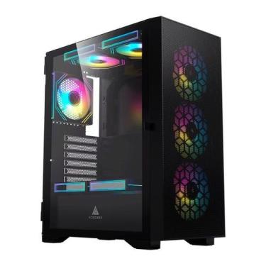 Imagem de Gabinete Gamer Acegeek Shield D440, Mid-Tower, Lateral de Vidro, Preto