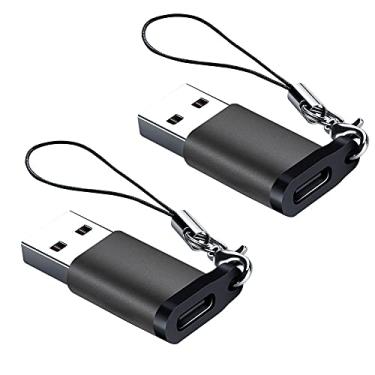 Imagem de Seminer Adaptador USB C fêmea para USB A macho (pacote com 2) com cordão, conversor adaptador USB tipo C para USB A 3.0 compatível com MacBook Pro, notebook Samsung, laptop, PC e mais, preto