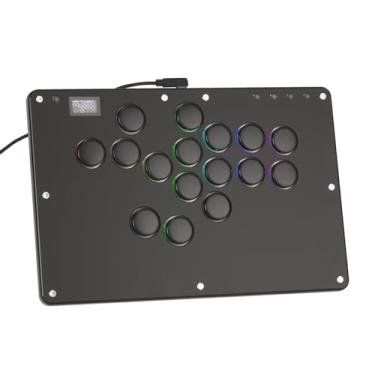 Imagem de Haute42 Leverless Controller for Arcade Gaming: T16 Crystal Series - Acrylic Sandwich Artwork Template -Crystal Low-profile Switches - Custom RGB - Arcade Controller for PC/PS4/PS3/Switch(Black)