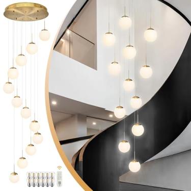Imagem de KoKo&Yukina 12 Luzes Globo De Vidro Branco Leitoso Luminárias Pendentes De Comprimento Ajustável Luminárias Pendentes Modernas De Vidro Globo De Vidro Lustres Dourados Lustres Grandes Para Tetos Alt