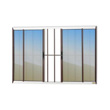 Imagem de Janela Confort 4 Folhas Com Grade Vidro Reflex 100cm X 200cm Brimak Mix Corten