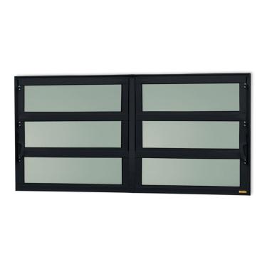 Imagem de Janela De Aluminio Basculante 2 Seções Elite Vidro Boreal 60cm X 150cm Brimak Preto