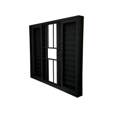 Imagem de Janela Veneziana Abertura Central Premium 6 Folhas Grade Vidro Liso 100x200cm Crv Portas E Janelas