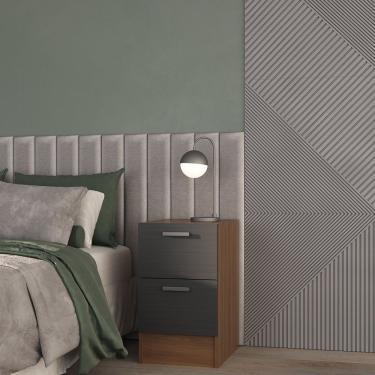 Imagem de Módulo Mesa De Cabeceira 2 Gavetas Viena Nogal/Grafite