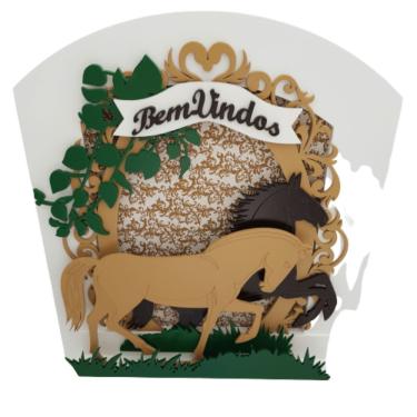 Imagem de Enfeite Guirlanda Cavalo Mdf Bem Vindos 35cm X 30cm