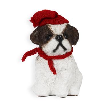 Imagem de Figura Natalina Shih-tzu De Resina Bravadecor