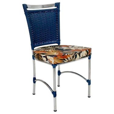 Imagem de Cadeira Em Alumínio E Fibra Sintética Jk Cozinha Edícula Azul Dark E Rivieira Marrom