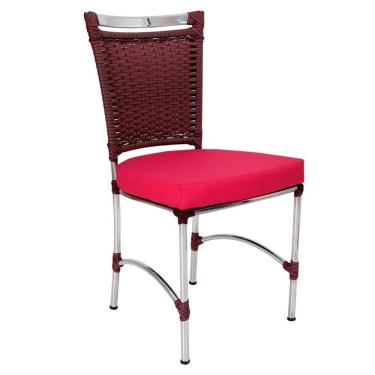 Imagem de Cadeira Em Alumínio E Fibra Sintética Jk Cozinha Edícula Vinho Dark E Pink