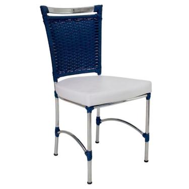 Imagem de Cadeira Em Alumínio E Fibra Sintética Jk Cozinha Edícula Azul Dark E Nautico Branco