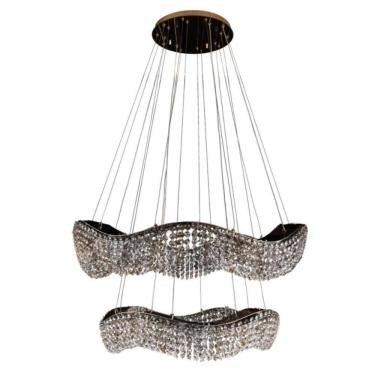 Imagem de Pendente Wave Cristal 2 Aros 18 Luzes Wav18l80pd Bronzearte