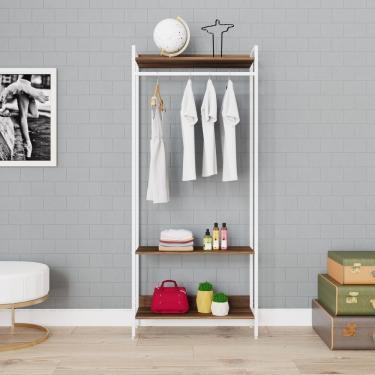 Imagem de Estante Closet Arara 187x80cm 3 Prateleiras Active Yescasa Nogal / Est.branca