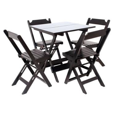 Imagem de Conjunto Dobrável 70 X 70 Com 4 Cadeiras Madeira Maciça Mista